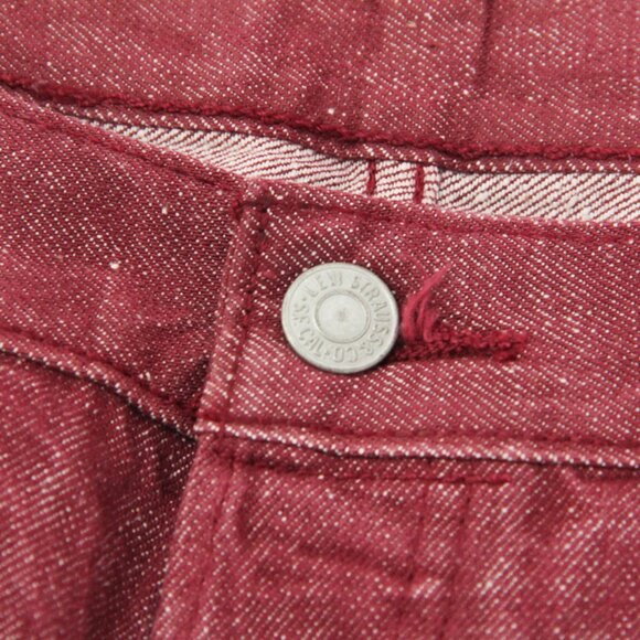 Levis Levi Strauss White Oak Cone Denim 501 Burgundy Red Dungarees Jeans, 40x32 - Picture 5 of 12